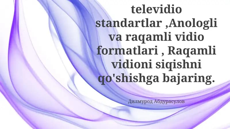 Analog Video Formatlari va Texnologiyalari