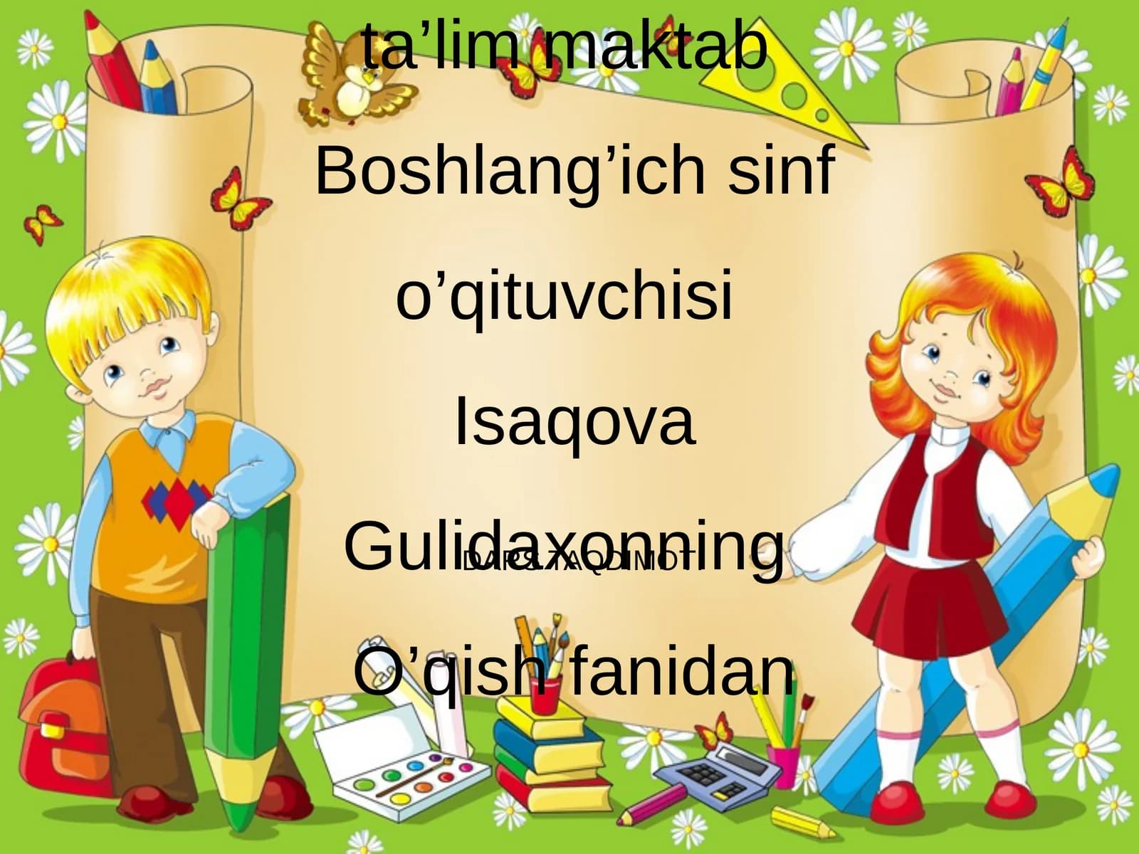 DARS TAQDIMOTI “Qishto’zg’itarmomiqpar”