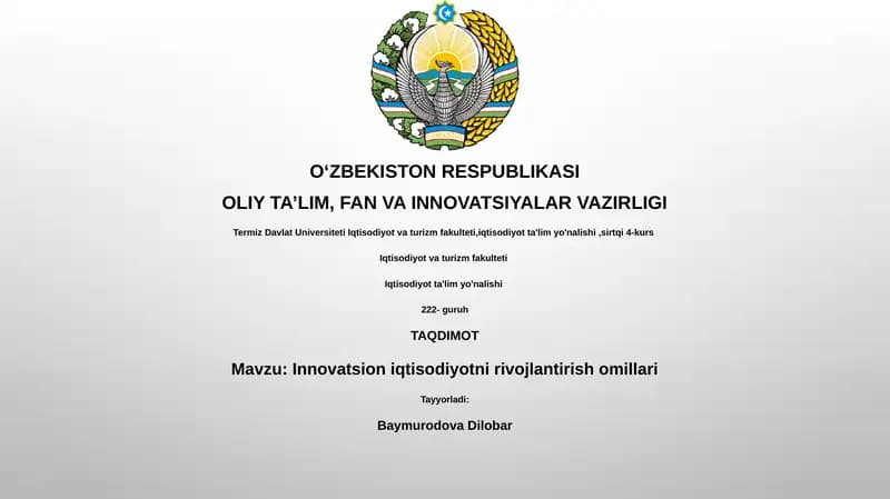 Innovatsion iqtisodiyotni rivojlantirish omillari
