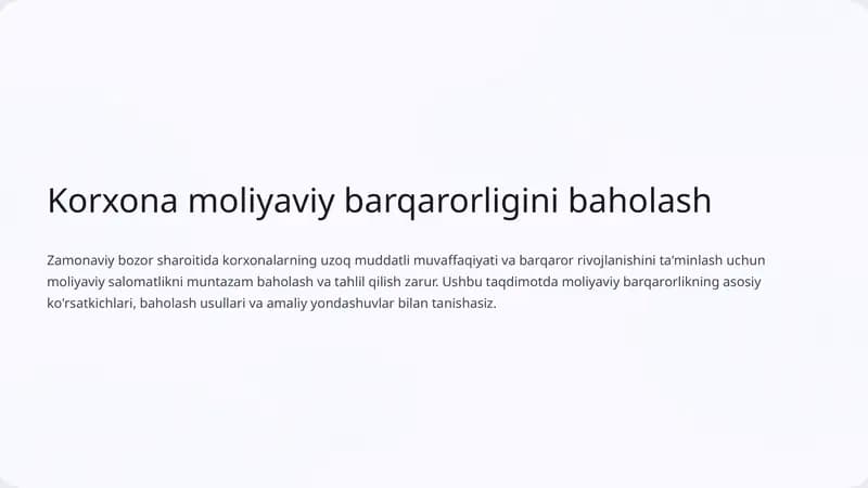 Moliyaviy barqarorlik