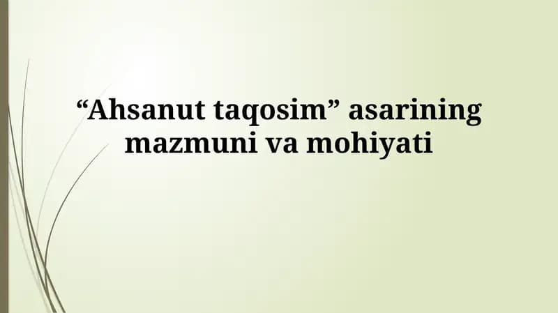 "Ahsanut Taqosim"