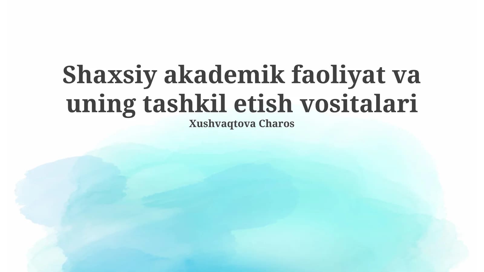 Shaxsiy akademik faoliyat va uning tashkil etish vositalari