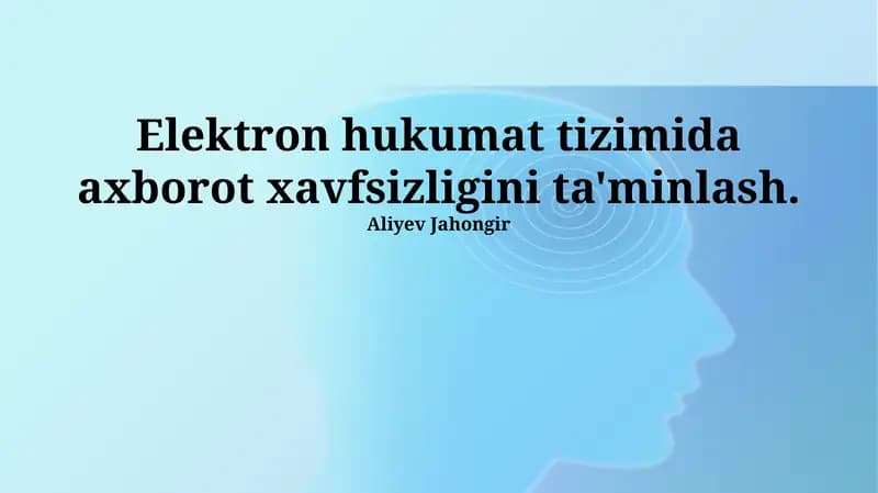 Elektron Hukumat Tizimida Axborot Xavfsizligini Ta'minlash