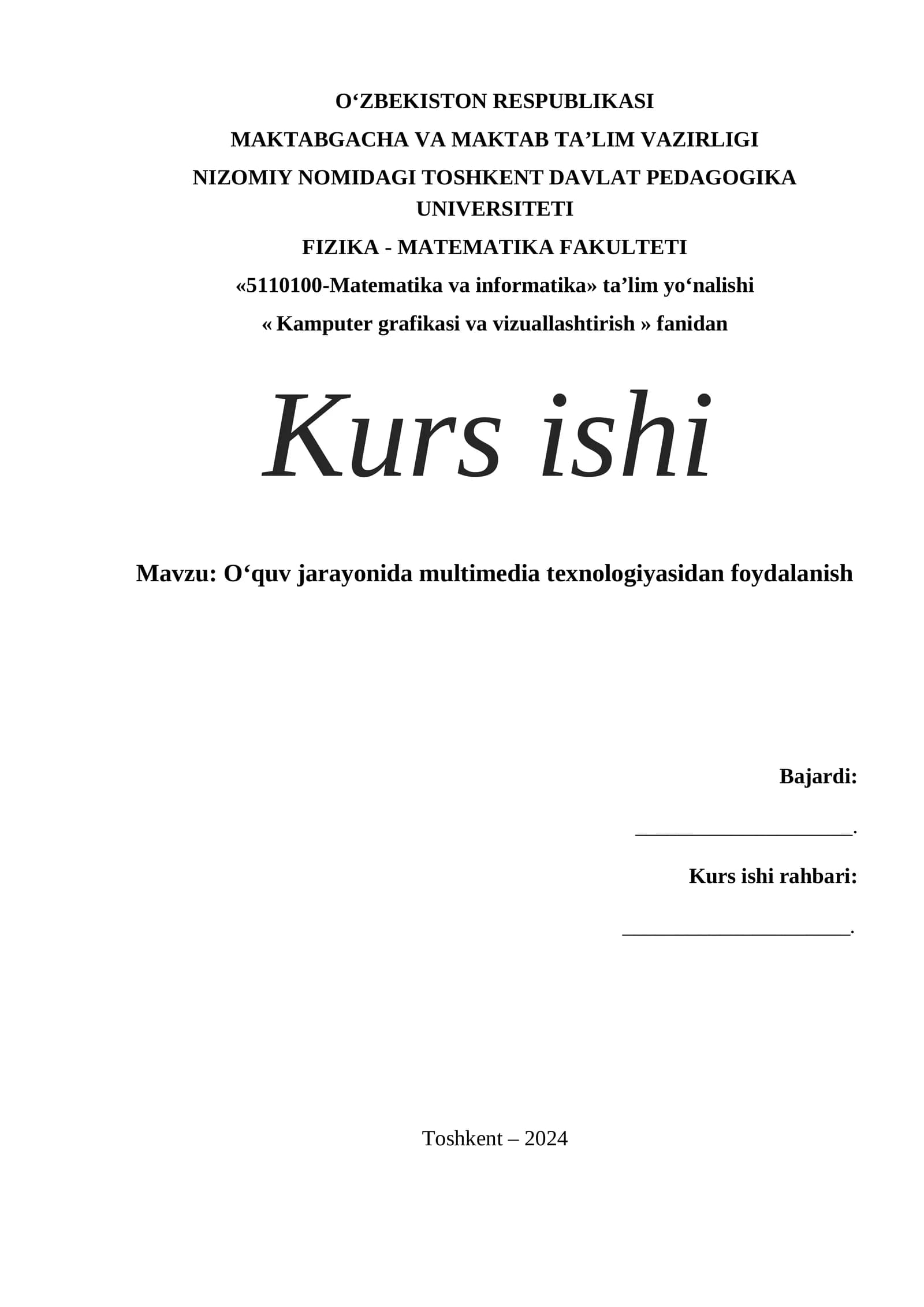 Oʻquv jarayonida multimedia texnologiyasidan foydalanish
