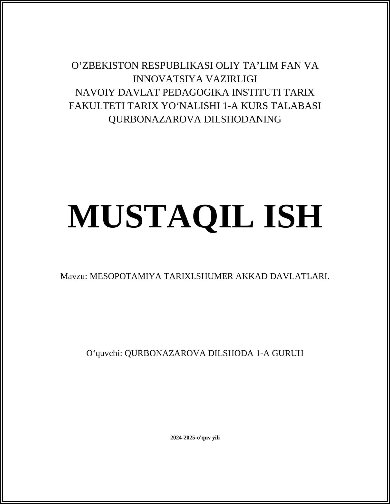 MESOPOTAMIYA TARIXI.SHUMER AKKAD DAVLATLARI