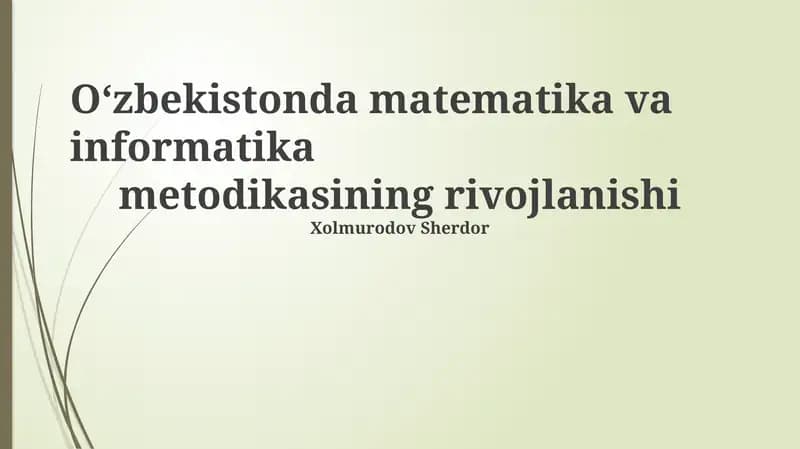 O'zbekistonda Matematika va Informatika Metodikasi