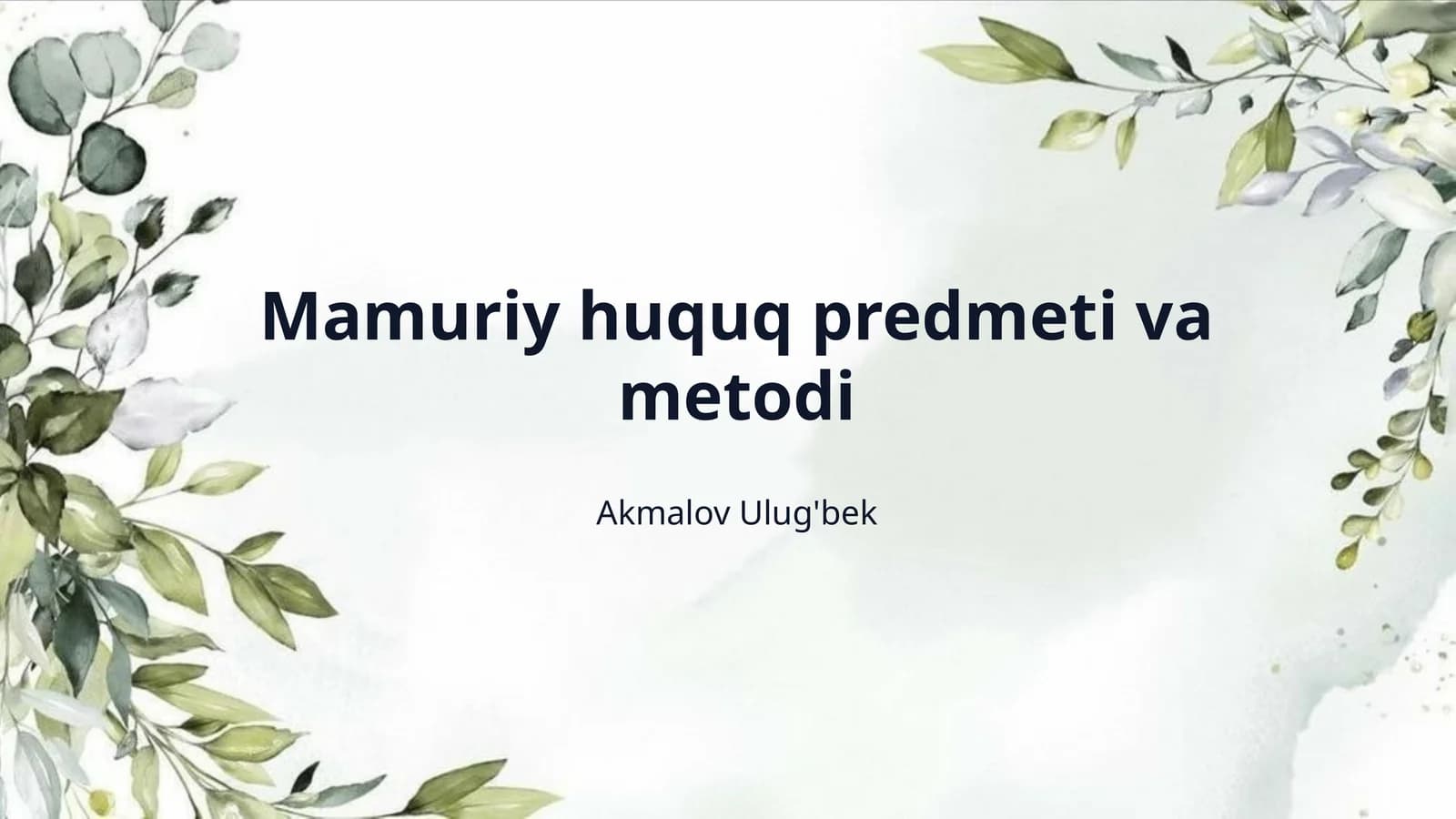 Mamuriy huquq predmeti va metodi