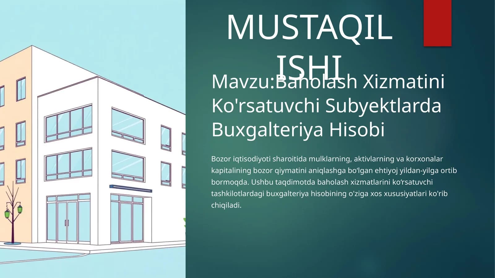 Baholash Xizmatini Ko'rsatuvchi Subyektlarda Buxgalteriya Hisobi
