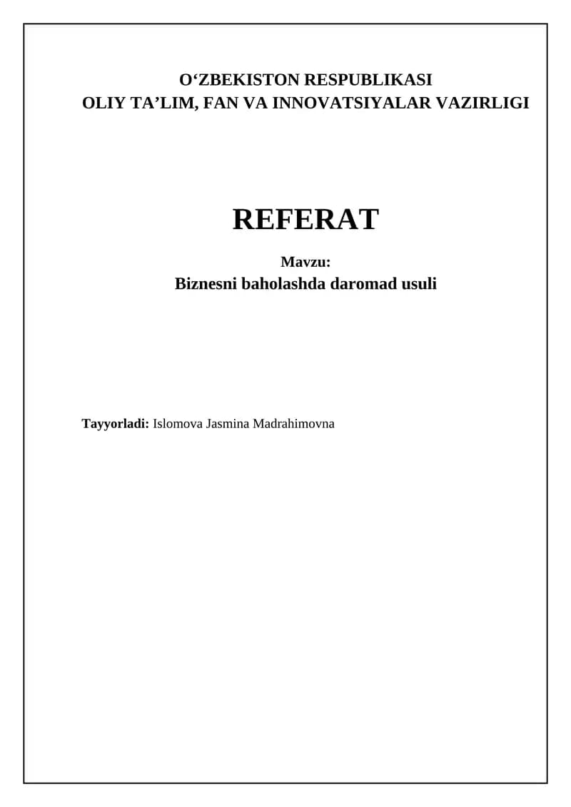 Daromad Yondashuvi: Asosiy Tushunchalar va Usullar