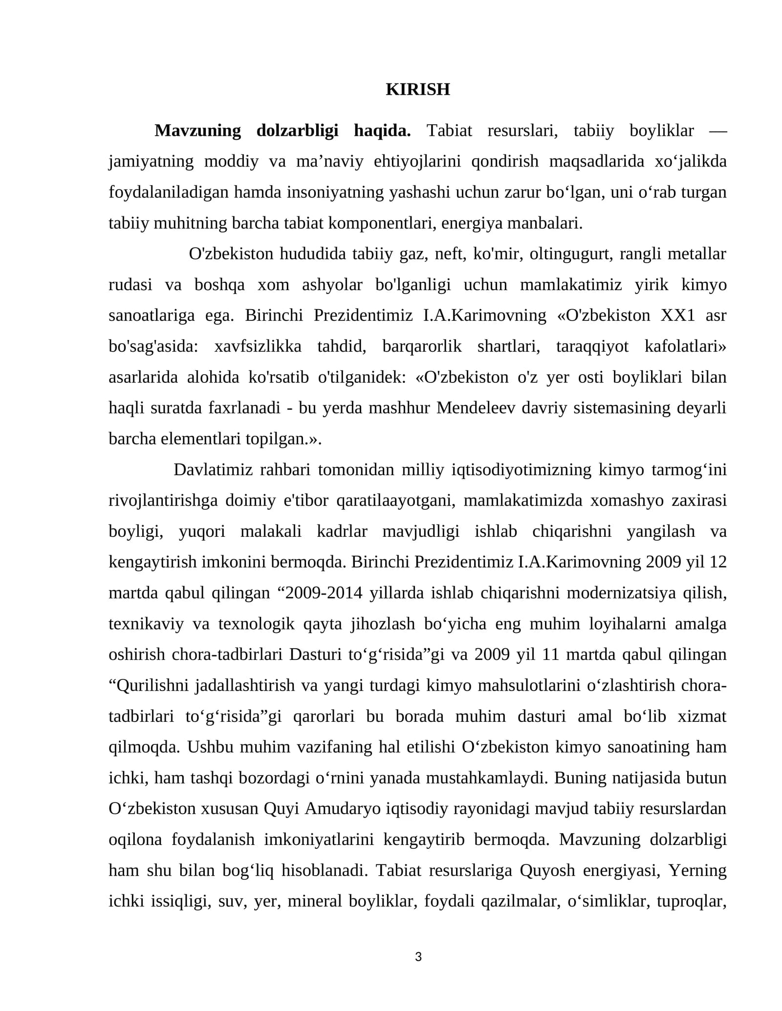 Tabiat resurslari va ularning samaradorligi