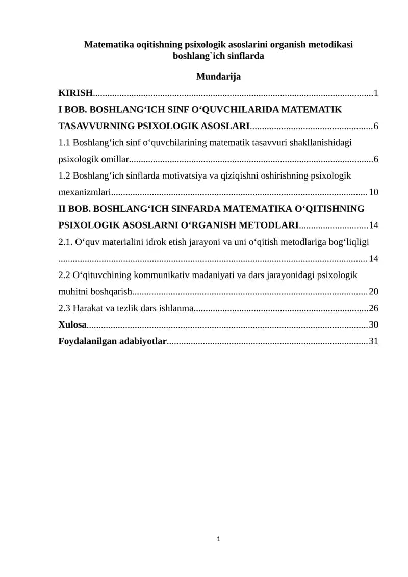 Matematika oqitishning psixologik asoslari