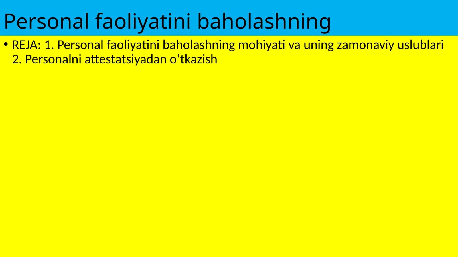 Personal faoliyatini baholash
