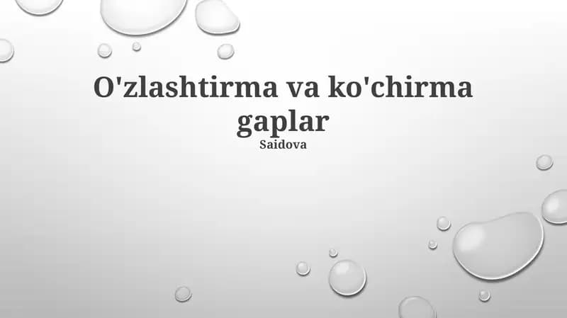 O'zlashtirma va ko'chirma gaplar