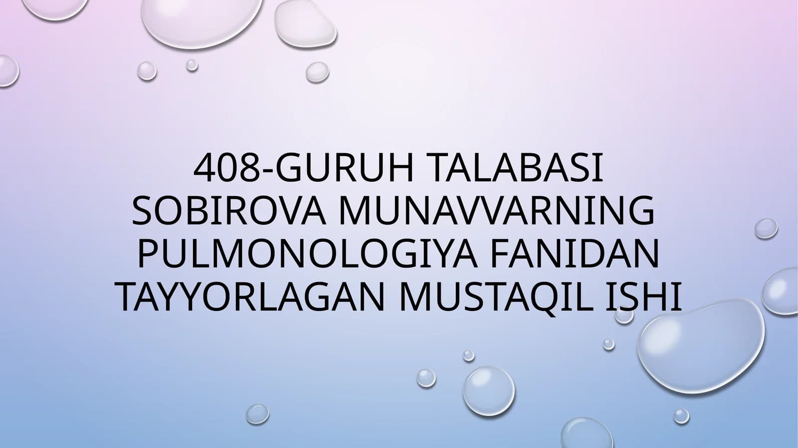 O’pka yallig’lanishining qiyosiy tashxislash
