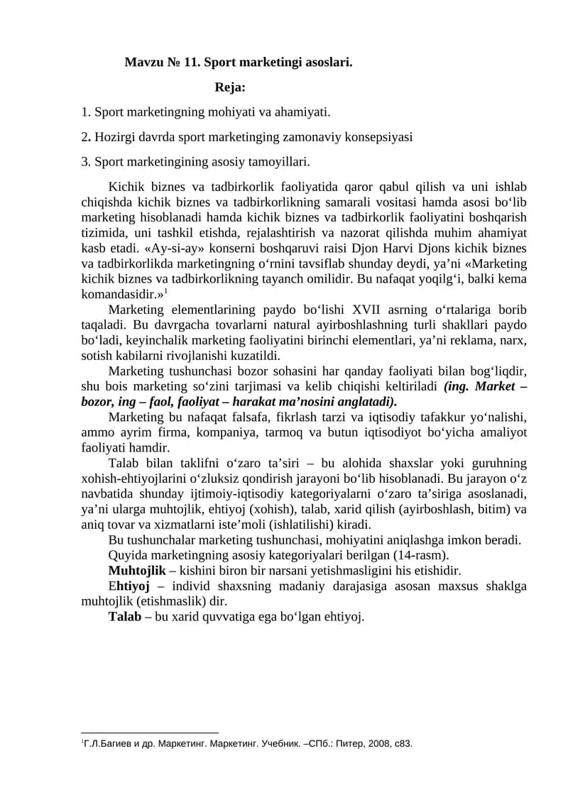 Sport marketingning mohiyati va ahamiyati