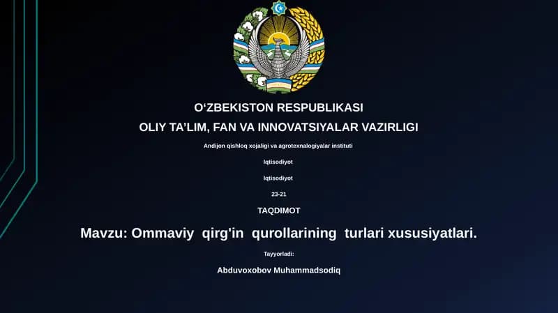 Ommaviy qirg'in qurollarining turlari xususiyatlari