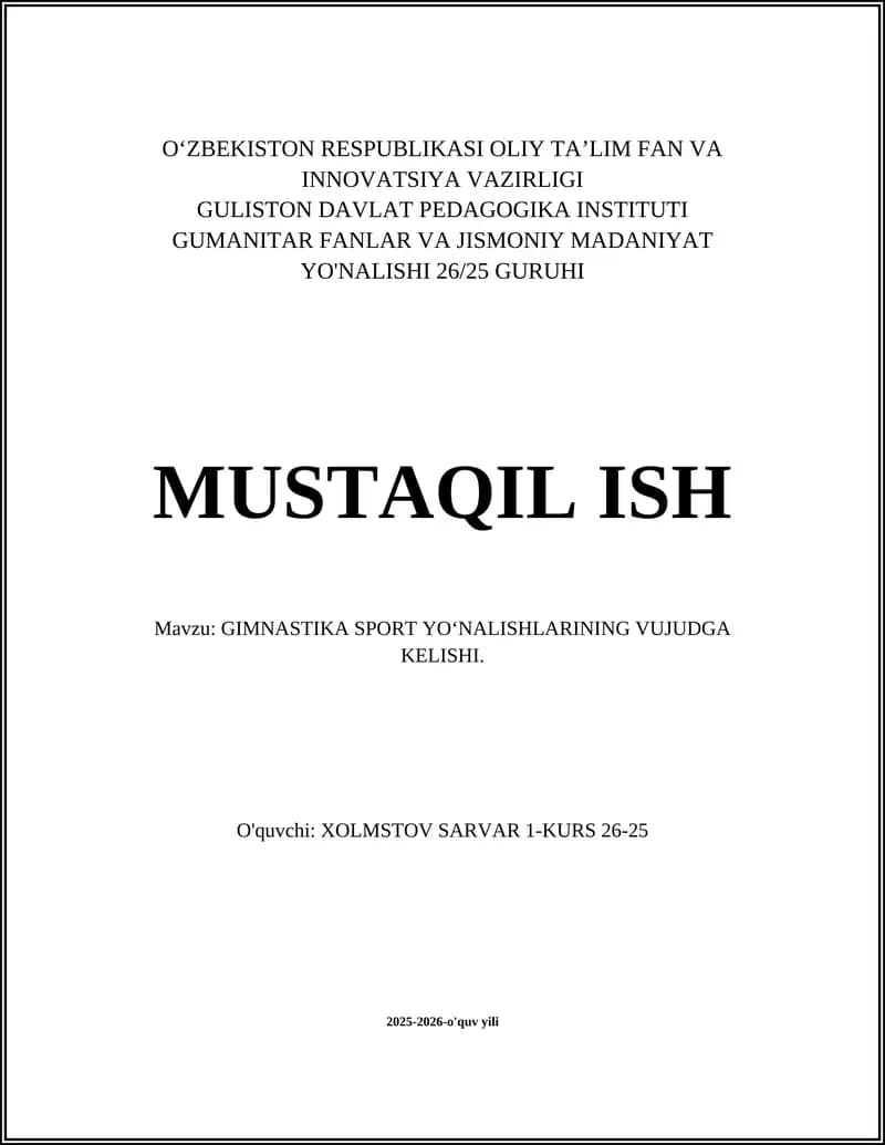 Gimnastika sportining qadimiy ildizlari va tarixiy manbalari