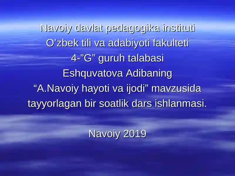 "A.Navoiy hayoti va ijodi" dars ishlanmasi