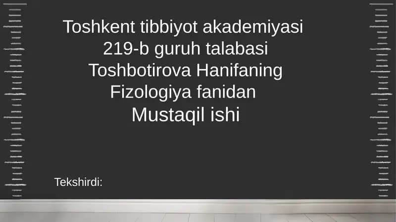Fizologiya fanidan mustaqilishi