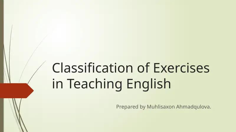 Classification of Exercises in Teaching English