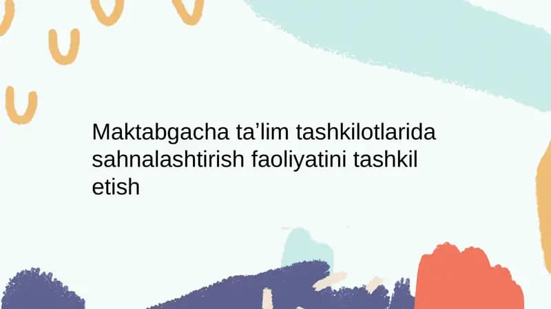 Sahnalashtirish faoliyati