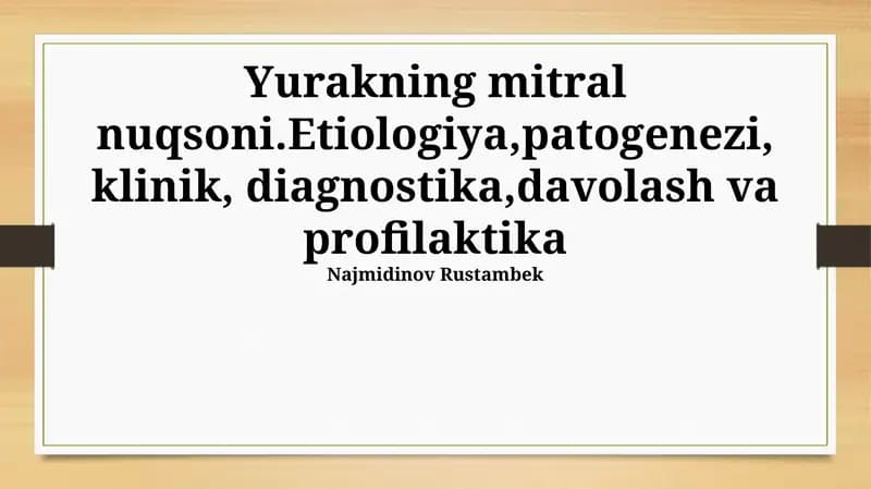 Mitral Qopqoq Kasalligi