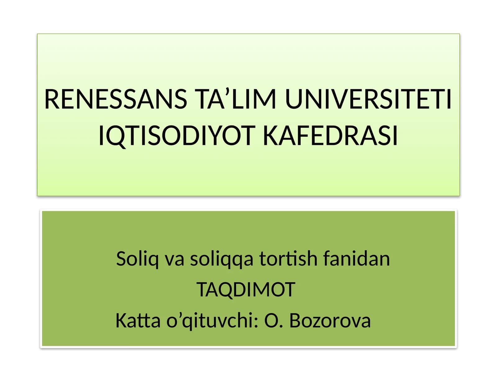 O‘zbekiston Respublikasi soliq tizimi va uning shakllanishini nazariy asoslari