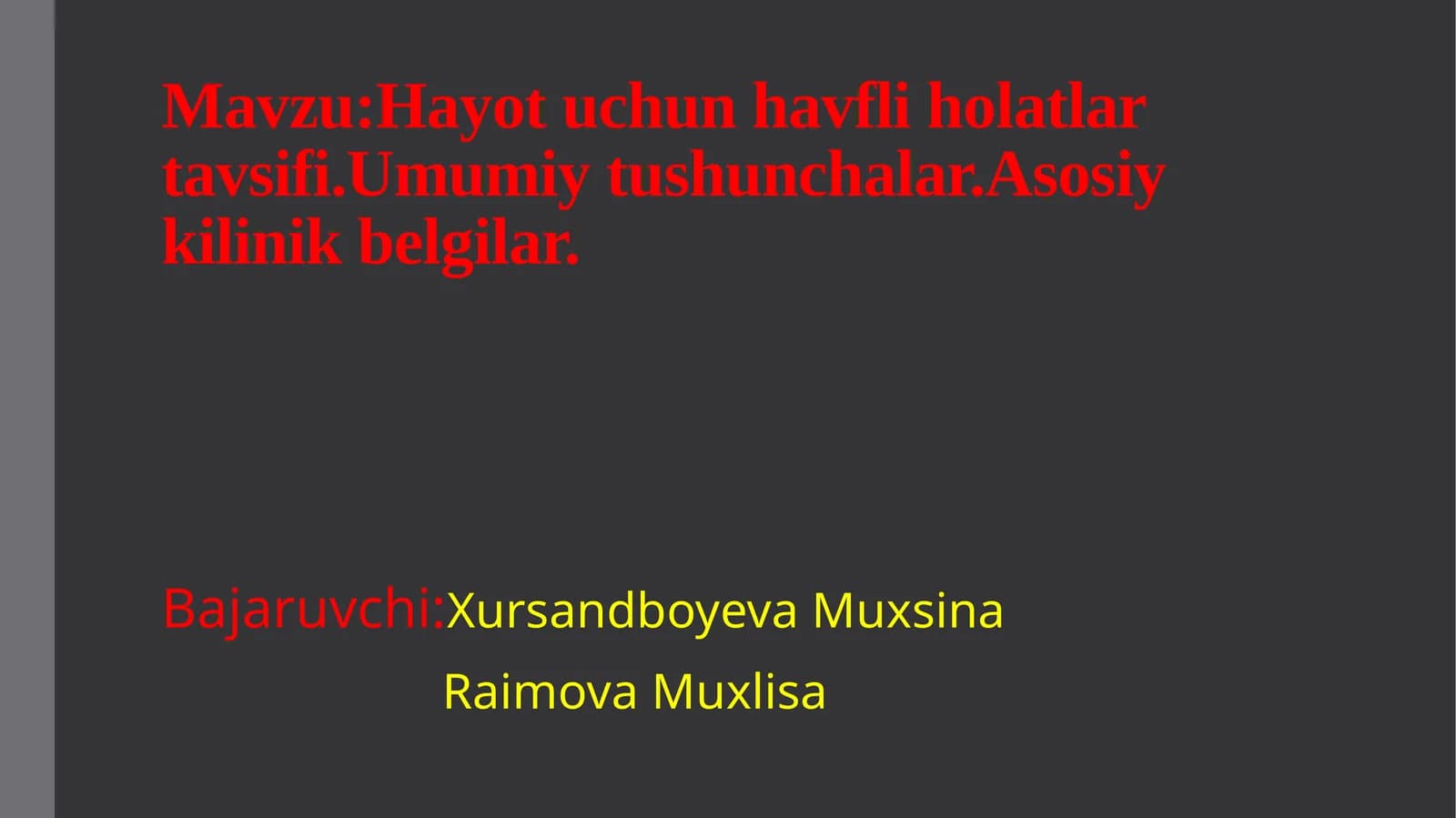 Shoshilinch holatlarda birinchi yordam koʻrsatish tartibi haqida