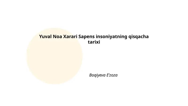 Yuval Noa Xarari Sapens insoniyatning qisqacha tarixi
