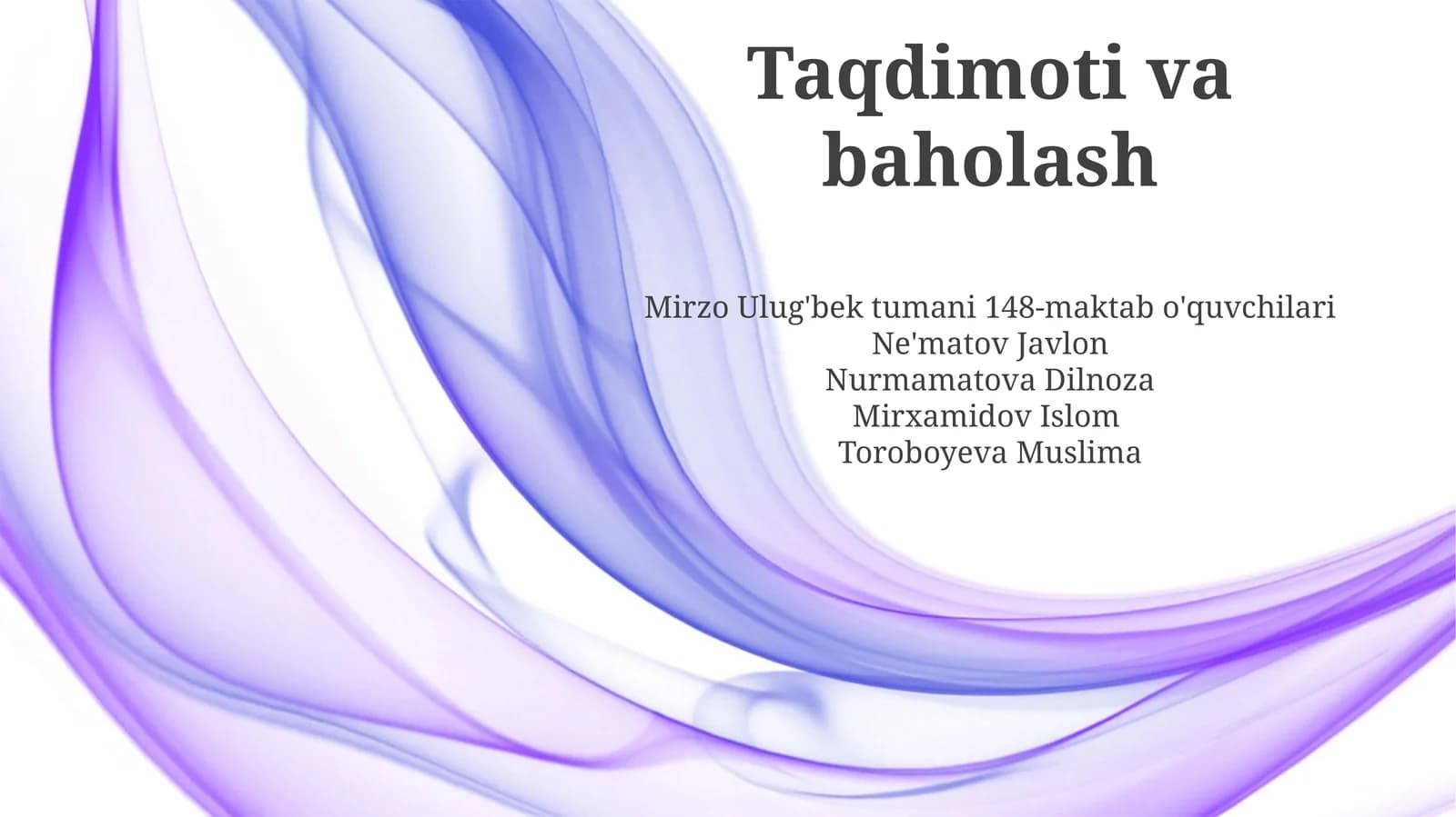 Taqdimoti va baholash