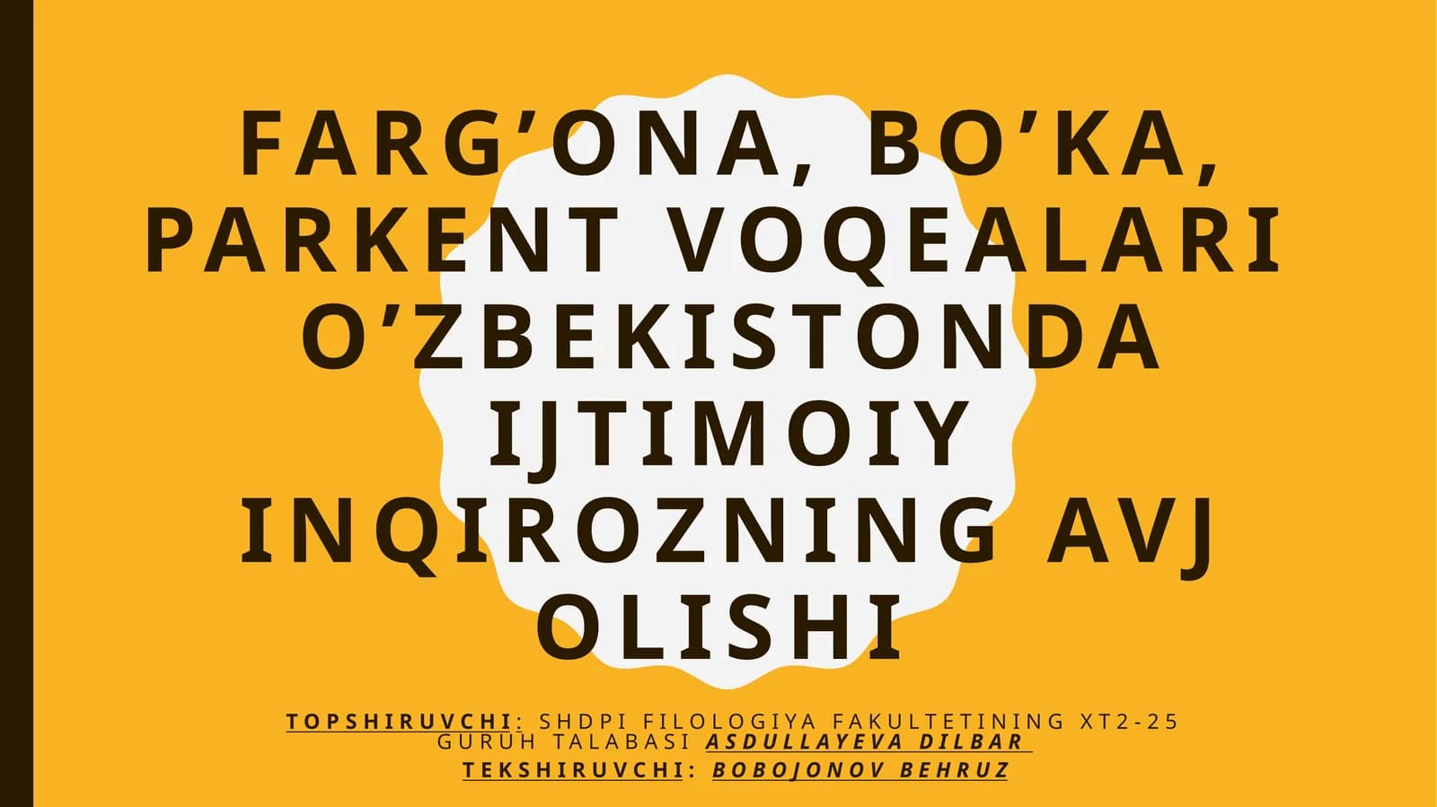 O'zbekistonda gisiyosiy va ijtimoiy holatlar