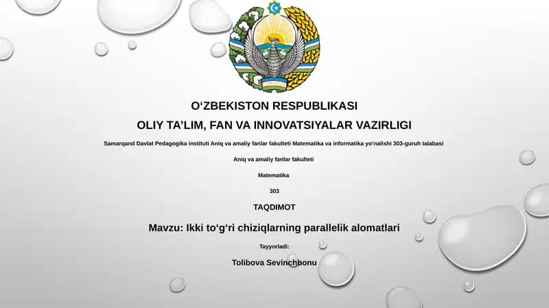 Ikki toʻgʻri chiziqlarning parallelik alomatlari