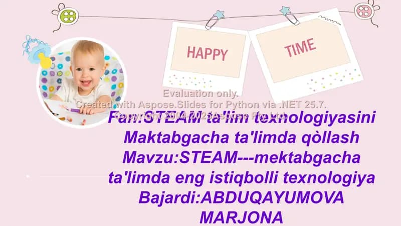 STEAM ta'lim texnologiyasini Maktabgacha ta'limda qòllash