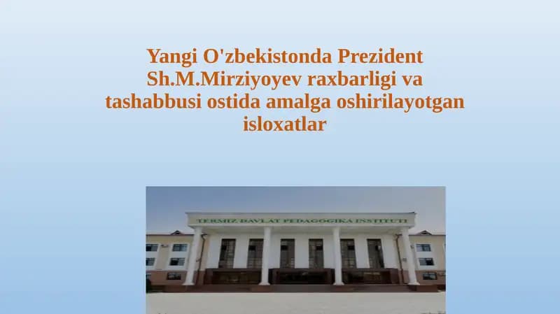 Yangi O'zbekiston Strategiyasi
