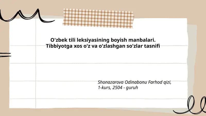 Tibbiyot leksiyasining boyish manbalari