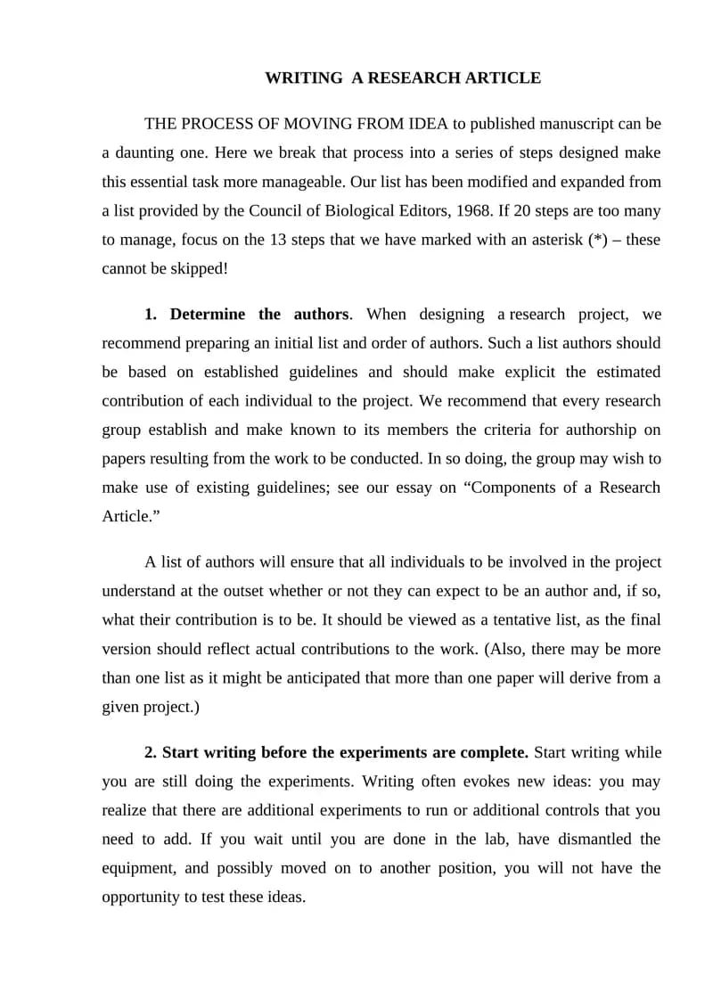 Writing a Research Article