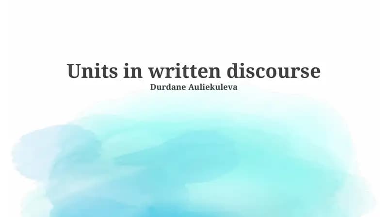 Units in written discourse