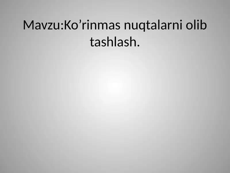 Ko’rinmas nuqtalar niolib tashlash