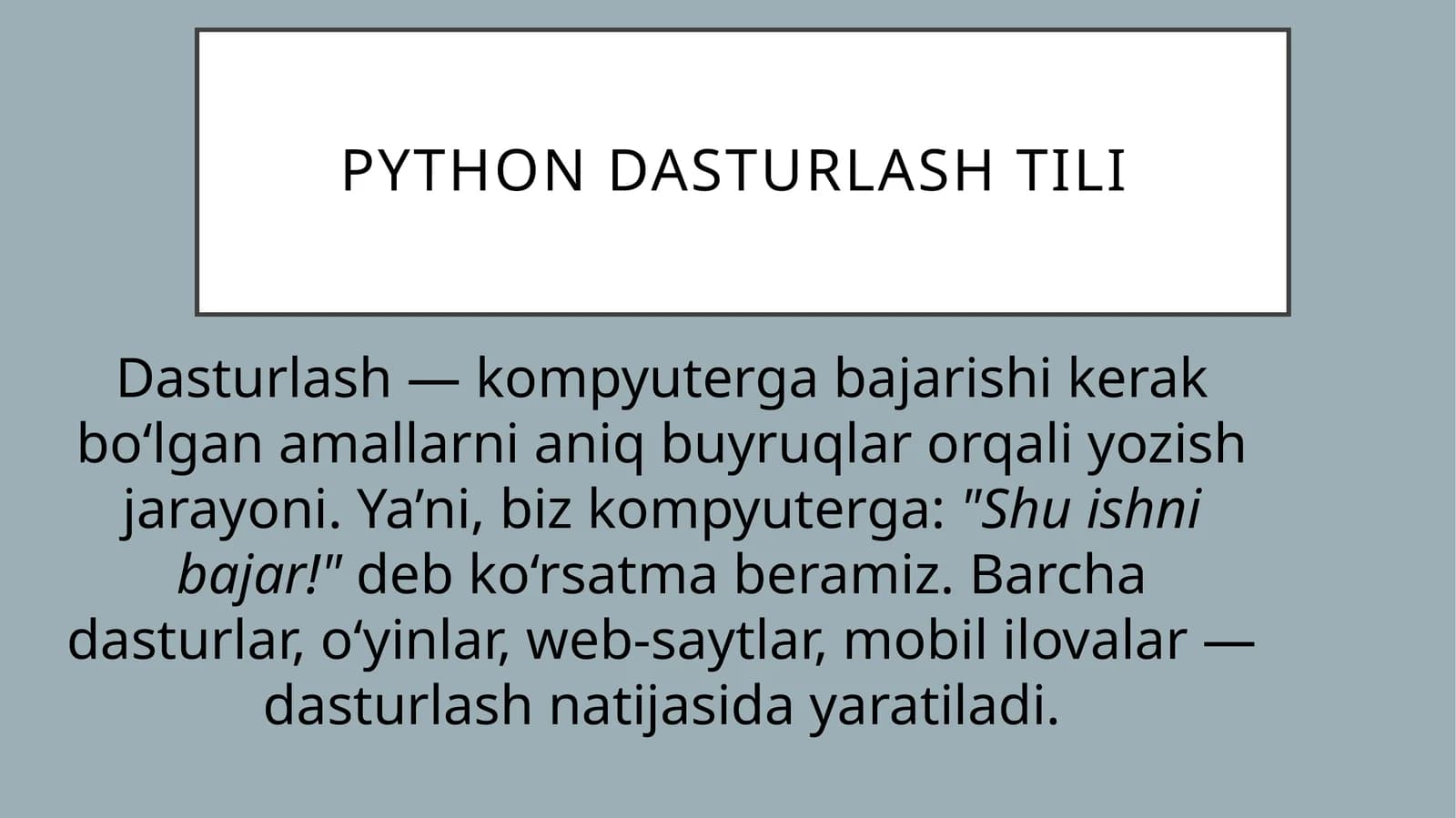 Python Dasturlash Tili