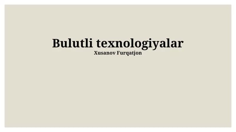 Bulut Texnologiyalari