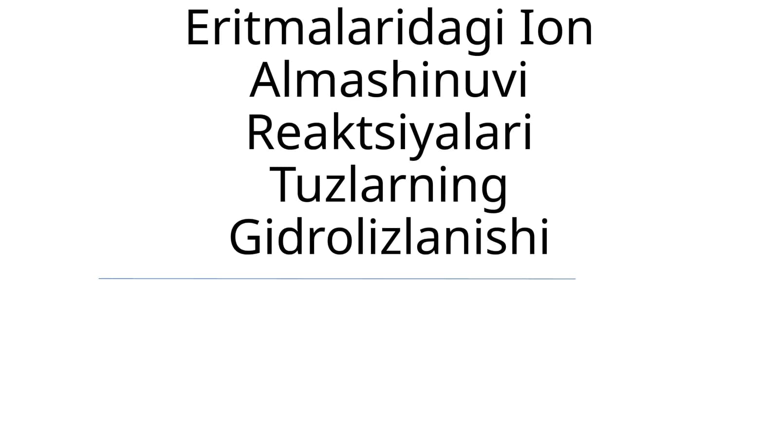 Elektrolitlar Eritmalaridagi Ion Almashinuvi Reaktsiyalari Tuzlarning Gidrolizlanishi