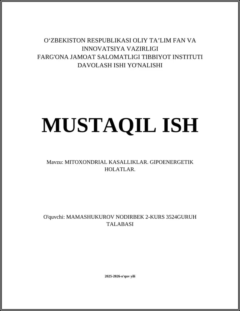 MITOXONDRIAL KASALLIKLAR