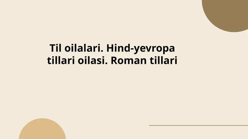 Til oilalari. Hind-yevropa tillari oilasi. Roman tillari