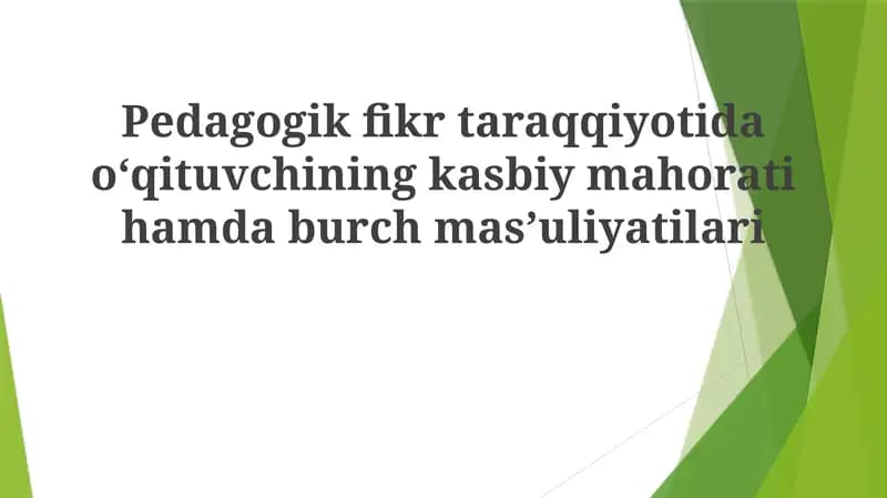 O'qituvchining kasbiy mahorati