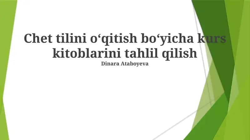 Kurs Kitobi Mazmun Tahlili