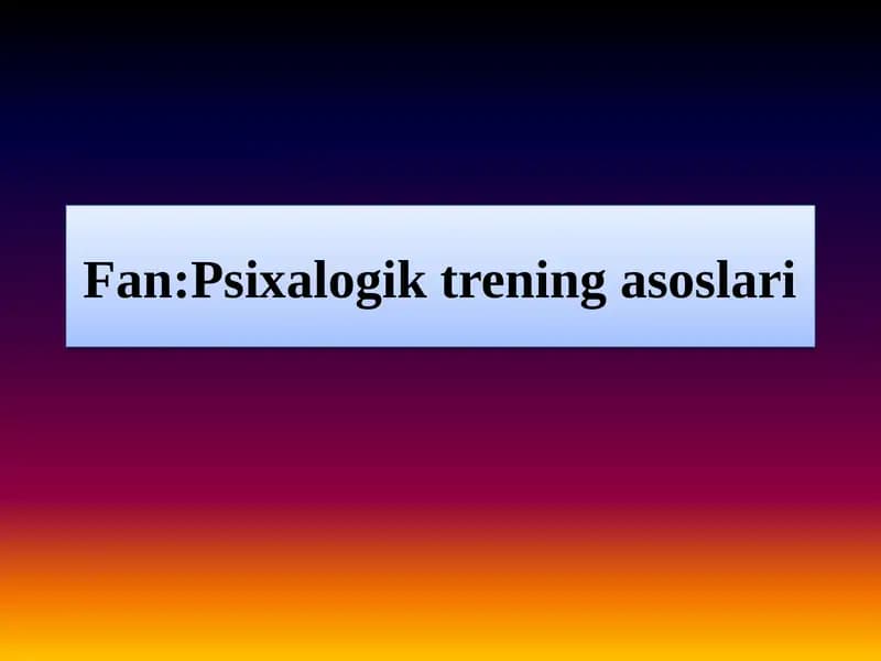 Stresni bartaraf etuvchi treninglar
