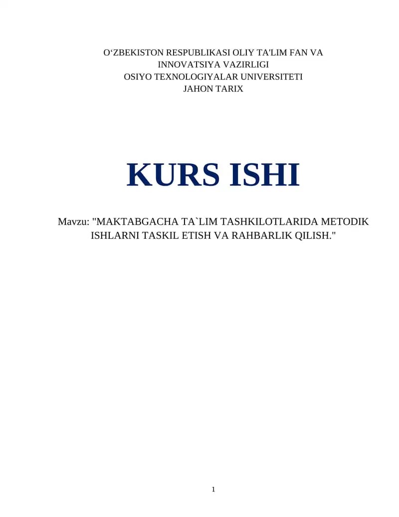 JAHON TARIX KURS ISHI