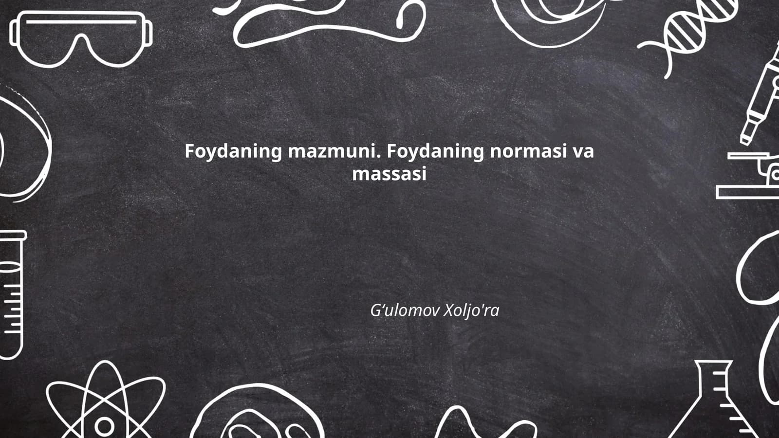 Foydaning mazmuni. Foydaning normasi va massasi