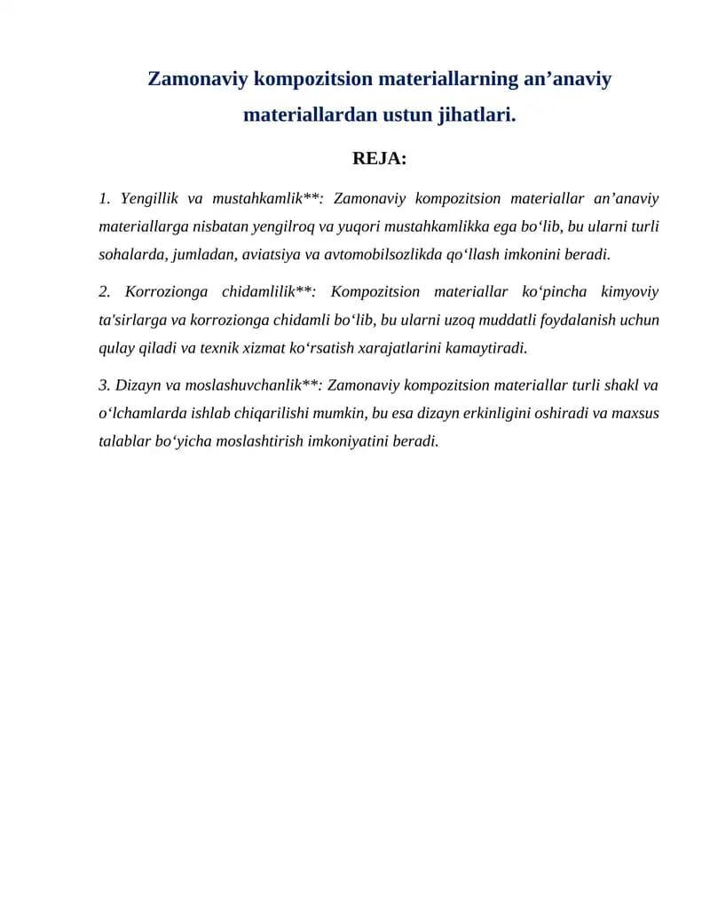 Zamonaviy kompozitsion materiallar