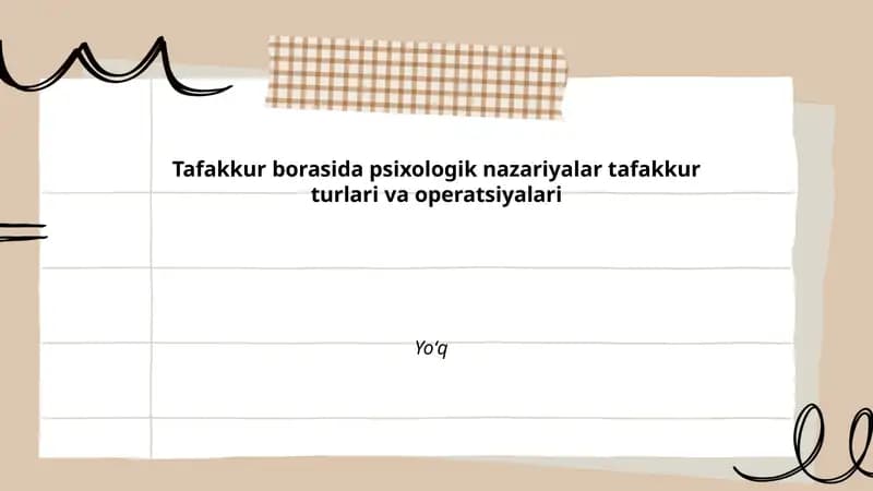 Psixologik tafakkur nazariyalarining tarixiy rivojlanishi
